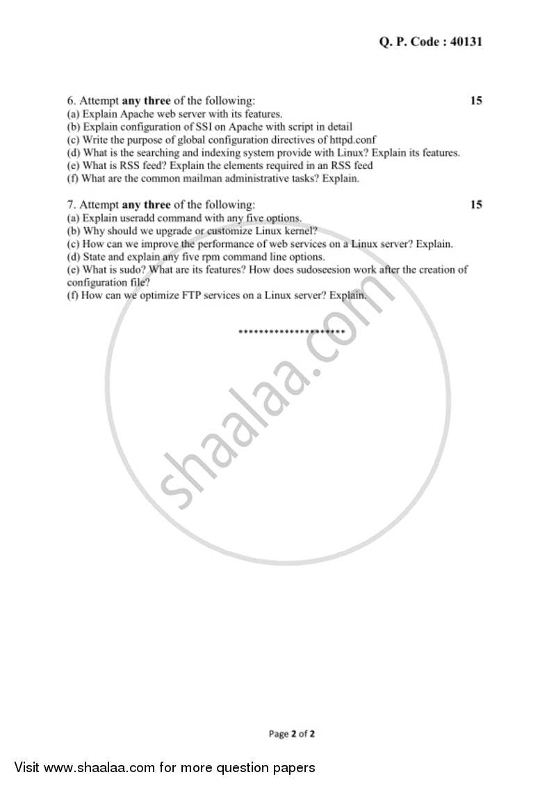 Linux Administration 2017-2018 - B.Sc. - Semester 5 (TYBSc I.T) - University of Mumbai question paper with PDF download