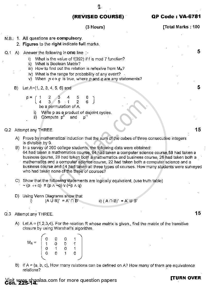 Logic and Discrete Mathematics 2013-2014 - B.Sc. - Semester 3 (SYBSc I.T) - University of Mumbai question paper with PDF download