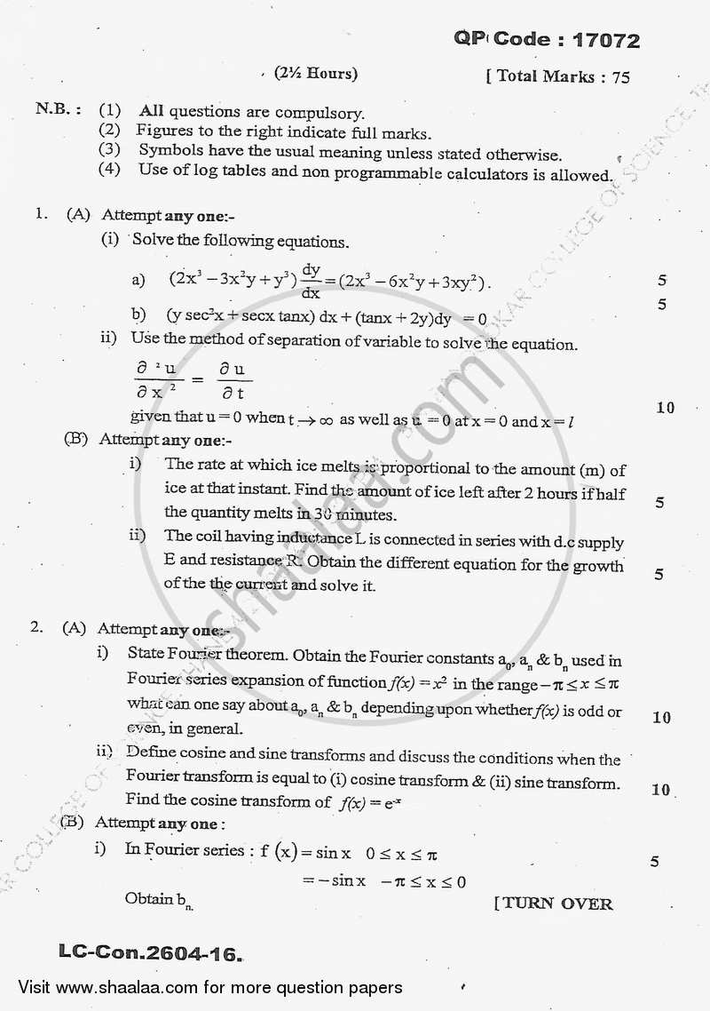 Mathematical, Thermal and Statistical Physics 2015-2016 - B.Sc. - Semester 5 (TYBSc) - University of Mumbai question paper with PDF download
