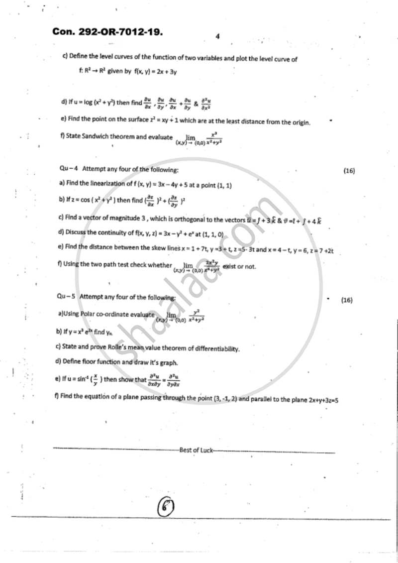 Mathematics 1 2018-2019 - B.Sc. - 1st Year (FYBSc) - University of Mumbai question paper with PDF download