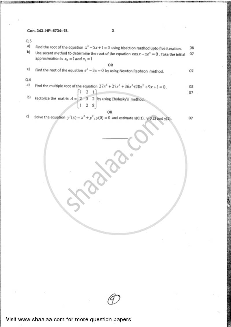 Mathematics 3 2017-2018 - B.Sc. - 2nd Year (SYBSc) - University of Mumbai question paper with PDF download