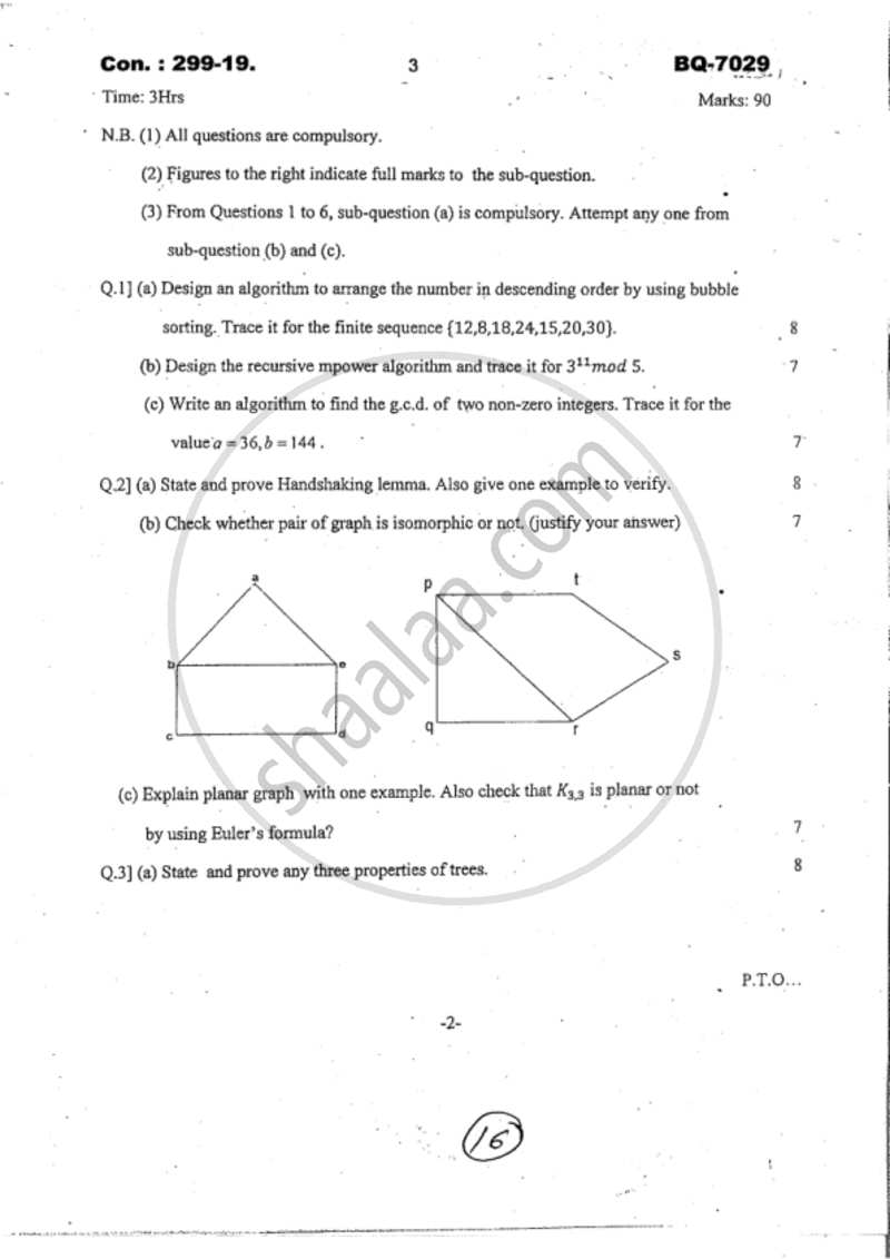 Mathematics 3 2018-2019 - B.Sc. - 2nd Year (SYBSc) - University of Mumbai question paper with PDF download