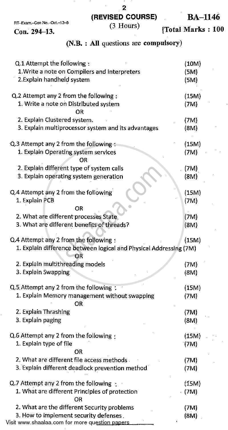 Modern Operating Systems 2013-2014 - B.Sc. - Semester 3 (SYBSc I.T) - University of Mumbai question paper with PDF download