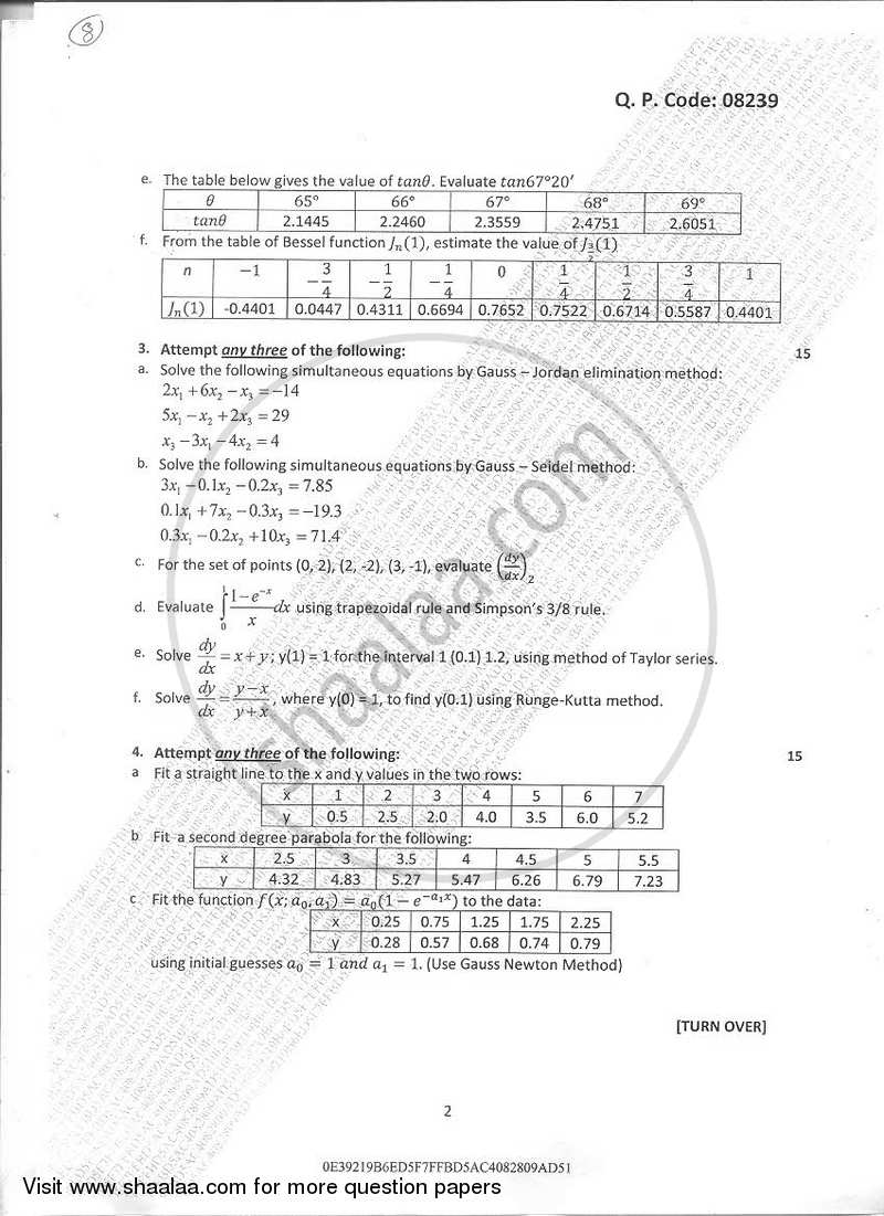 Numerical and Statistical Methods 2016-2017 - B.Sc. - Semester 2 (FYBSc I.T) - University of Mumbai question paper with PDF download
