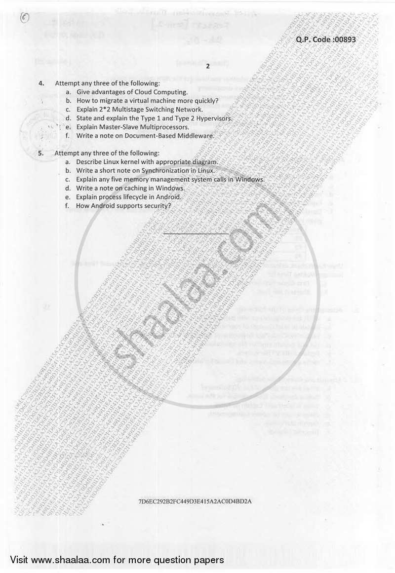 Operating Systems 2016-2017 - B.Sc. - Semester 1 (FYBSc I.T) - University of Mumbai question paper with PDF download