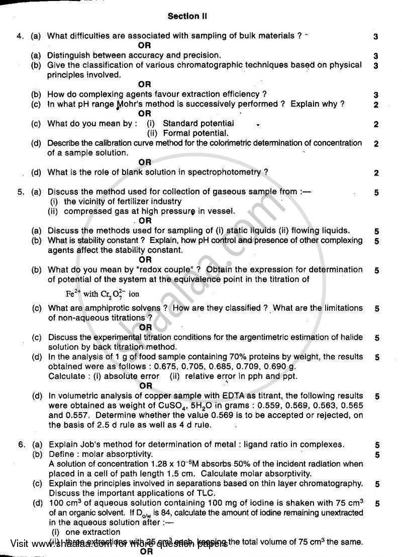 Organic and Analytical Chemistry (3 Units) 2010-2011 - B.Sc. - Semester 5 (TYBSc) - University of Mumbai question paper with PDF download