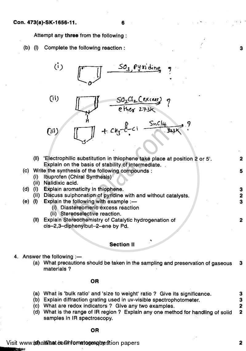 Organic and Analytical Chemistry (3 Units) 2010-2011 - B.Sc. - Semester 5 (TYBSc) - University of Mumbai question paper with PDF download