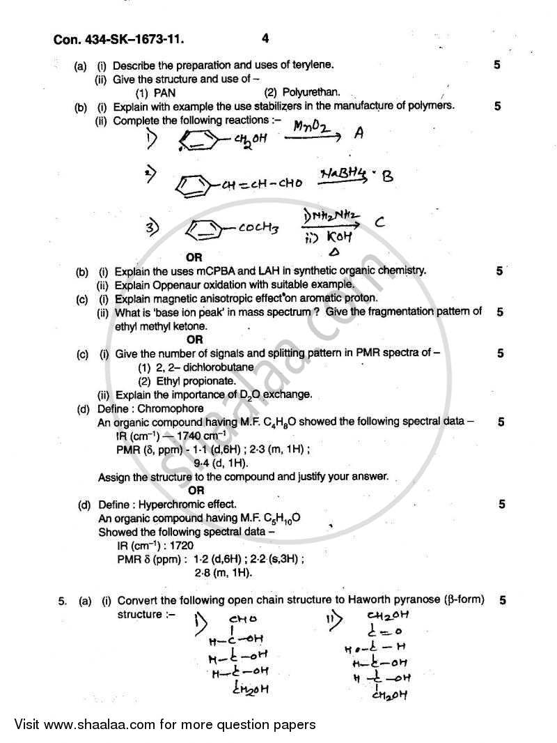 Organic Chemistry 2010-2011 - B.Sc. - Semester 5 (TYBSc) - University of Mumbai question paper with PDF download