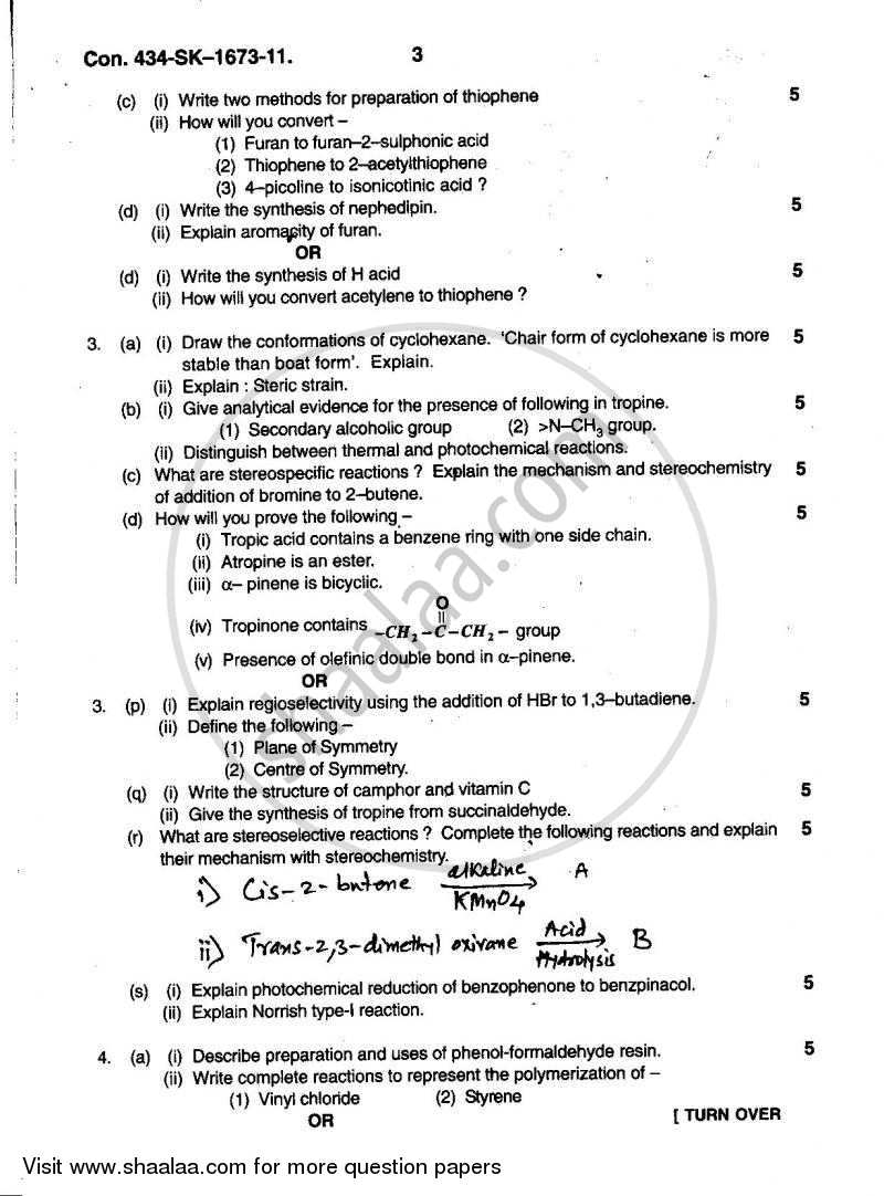 Organic Chemistry 2010-2011 - B.Sc. - Semester 5 (TYBSc) - University of Mumbai question paper with PDF download