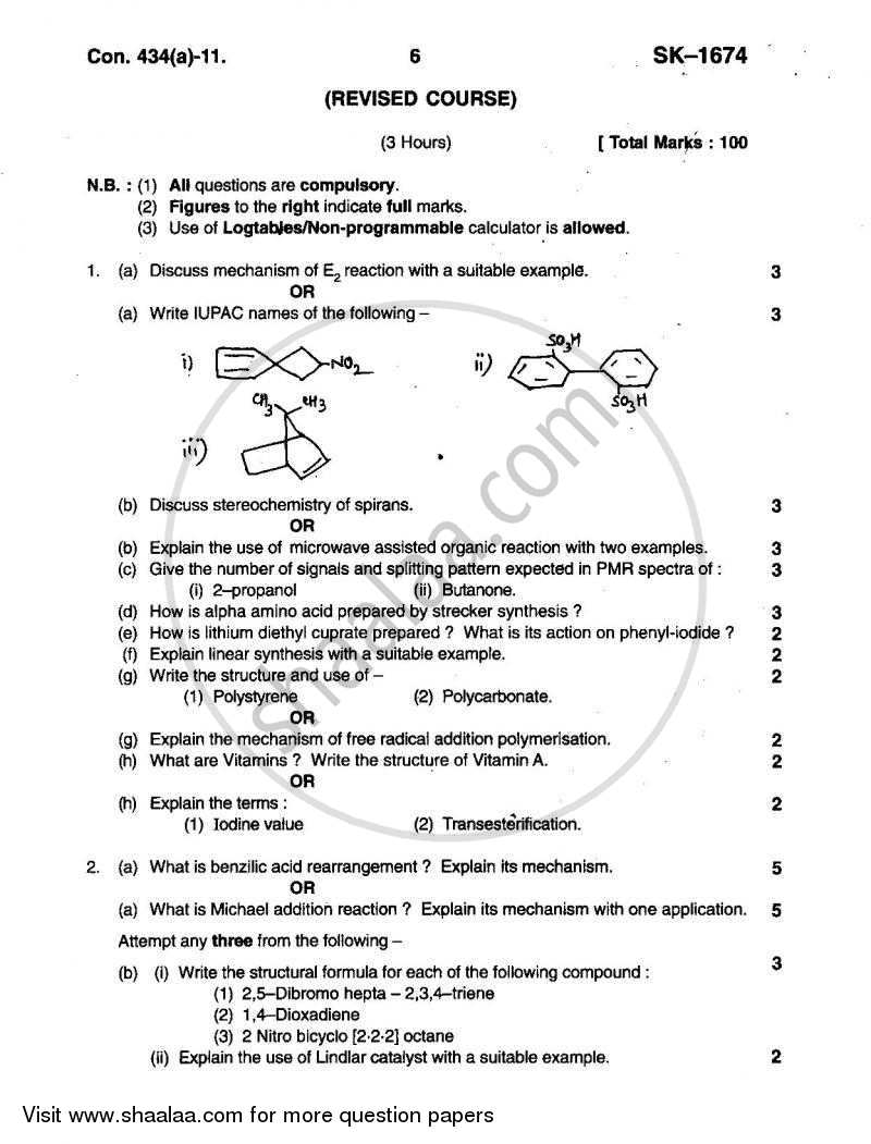 Organic Chemistry 2010-2011 - B.Sc. - Semester 5 (TYBSc) - University of Mumbai question paper with PDF download