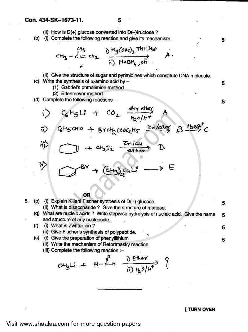 Organic Chemistry 2010-2011 - B.Sc. - Semester 5 (TYBSc) - University of Mumbai question paper with PDF download