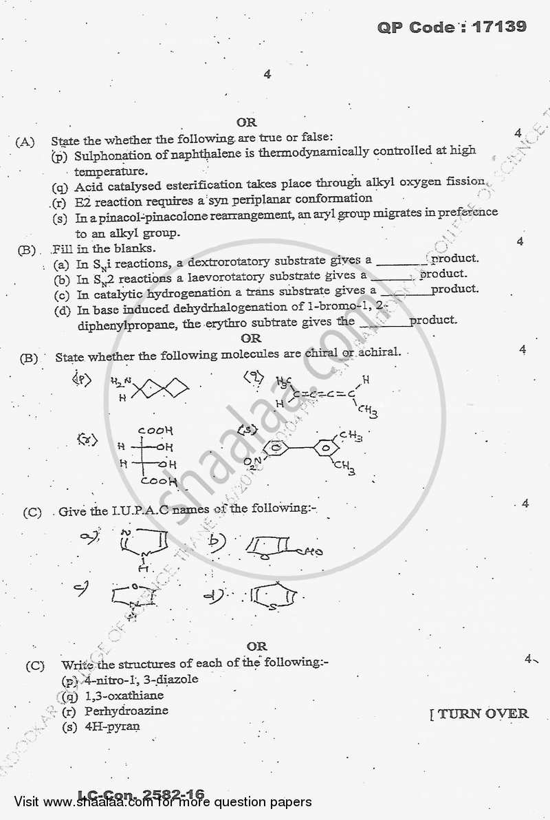 Organic Chemistry 2015-2016 - B.Sc. - Semester 5 (TYBSc) - University of Mumbai question paper with PDF download