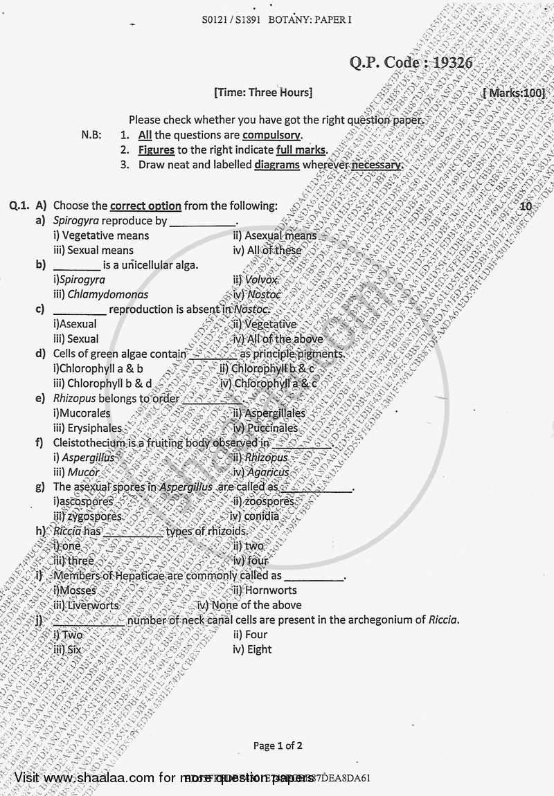 Plant Diversity 1 2017-2018 - B.Sc. - Semester 2 (FYBSc) - University of Mumbai question paper with PDF download