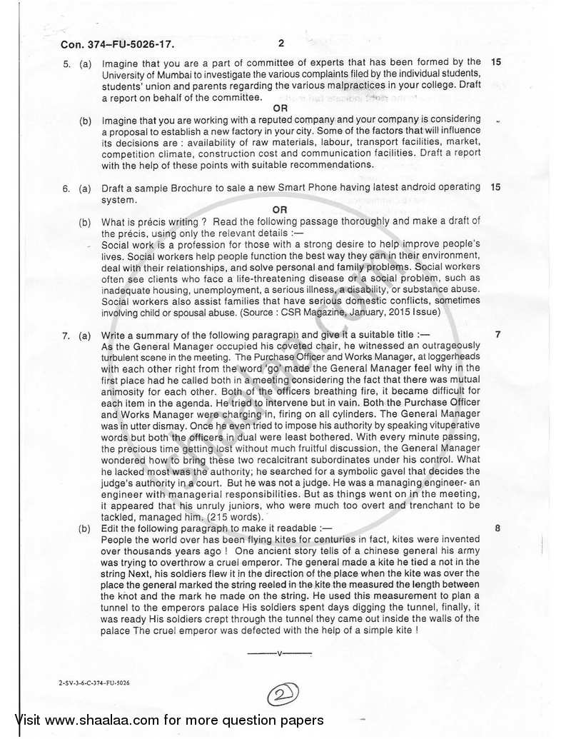 Professional Communication Skills 2016-2017 - B.Sc. - Semester 1 (FYBSc I.T) - University of Mumbai question paper with PDF download