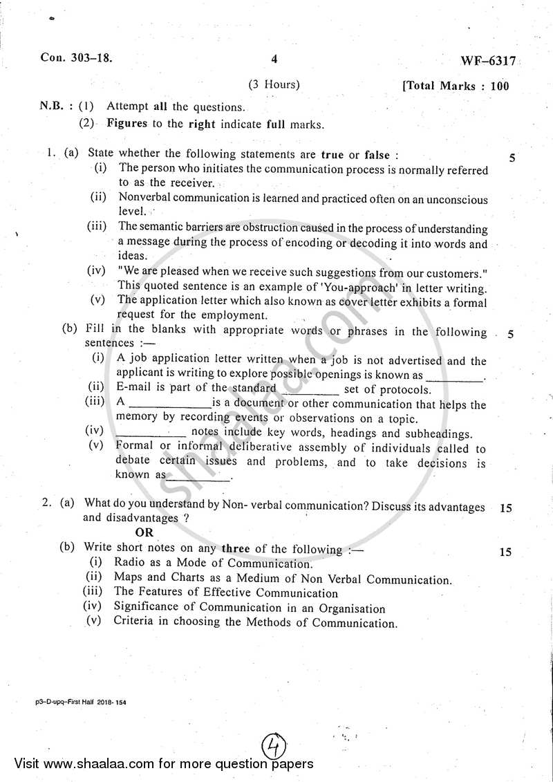 Professional Communication Skills 2017-2018 - B.Sc. - Semester 1 (FYBSc I.T) - University of Mumbai question paper with PDF download