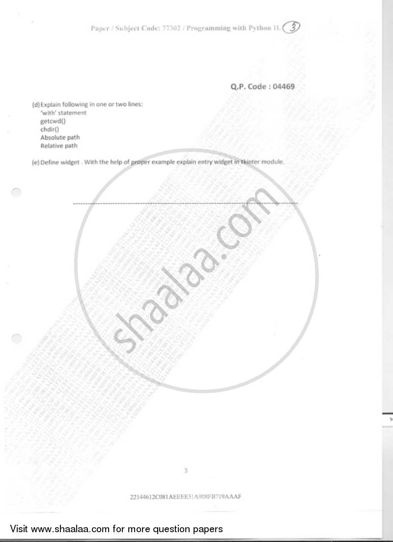 Programming with Python 2 2018-2019 - B.Sc. - Semester 2 (FYBSc) - University of Mumbai question paper with PDF download