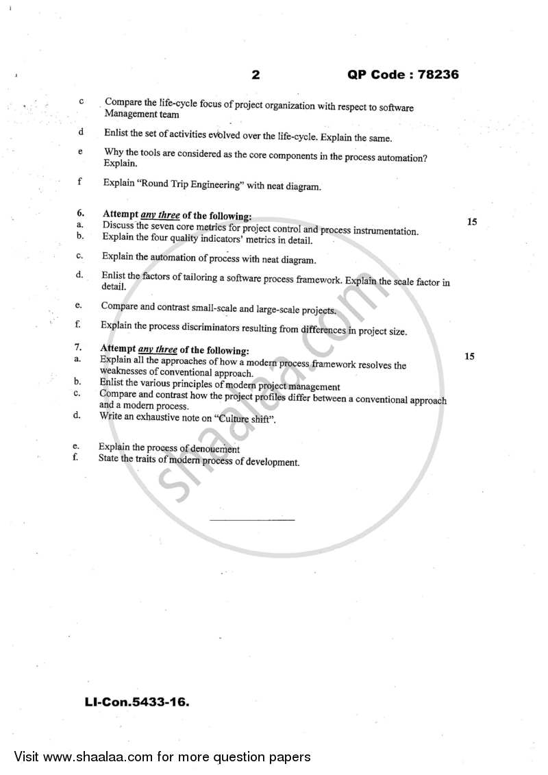 Project Management 2016-2017 - B.Sc. - Semester 6 (TYBSc I.T) - University of Mumbai question paper with PDF download