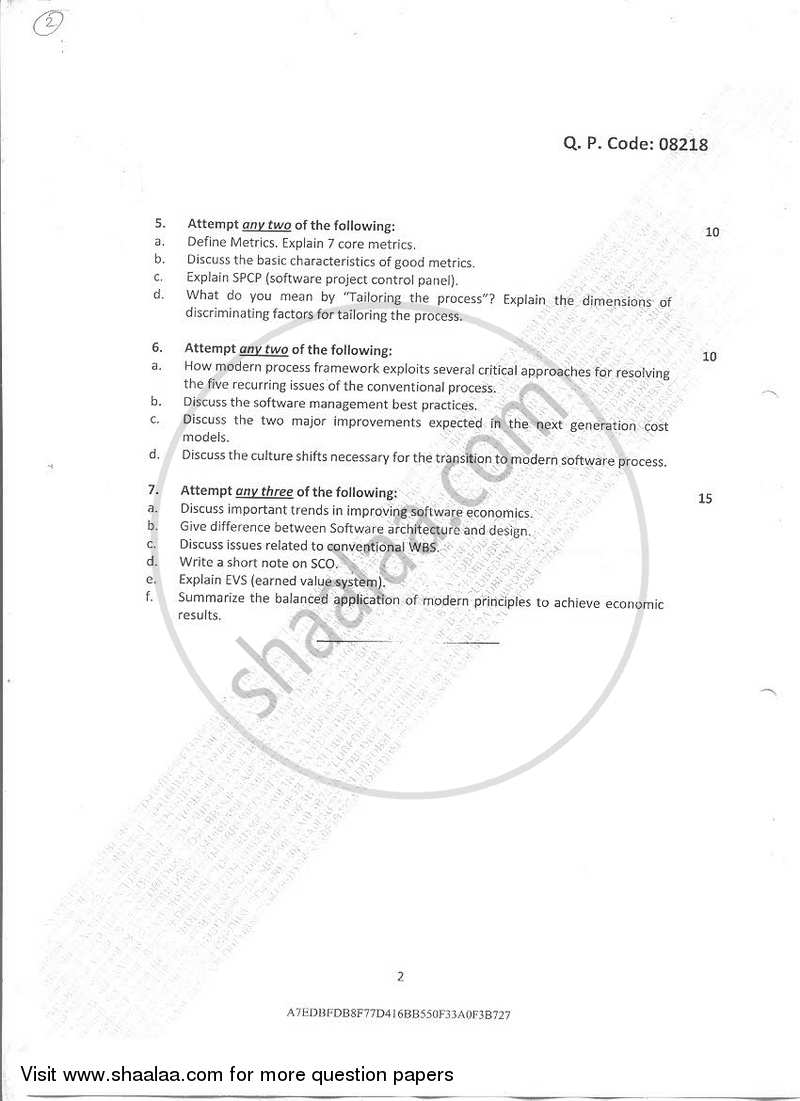 Project Management 2016-2017 - B.Sc. - Semester 6 (TYBSc I.T) - University of Mumbai question paper with PDF download
