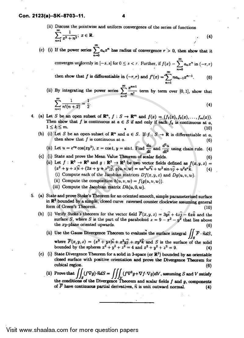 Real Analysis and Multivariable Calculus 2010-2011 - B.Sc. - Semester 5 (TYBSc) - University of Mumbai question paper with PDF download