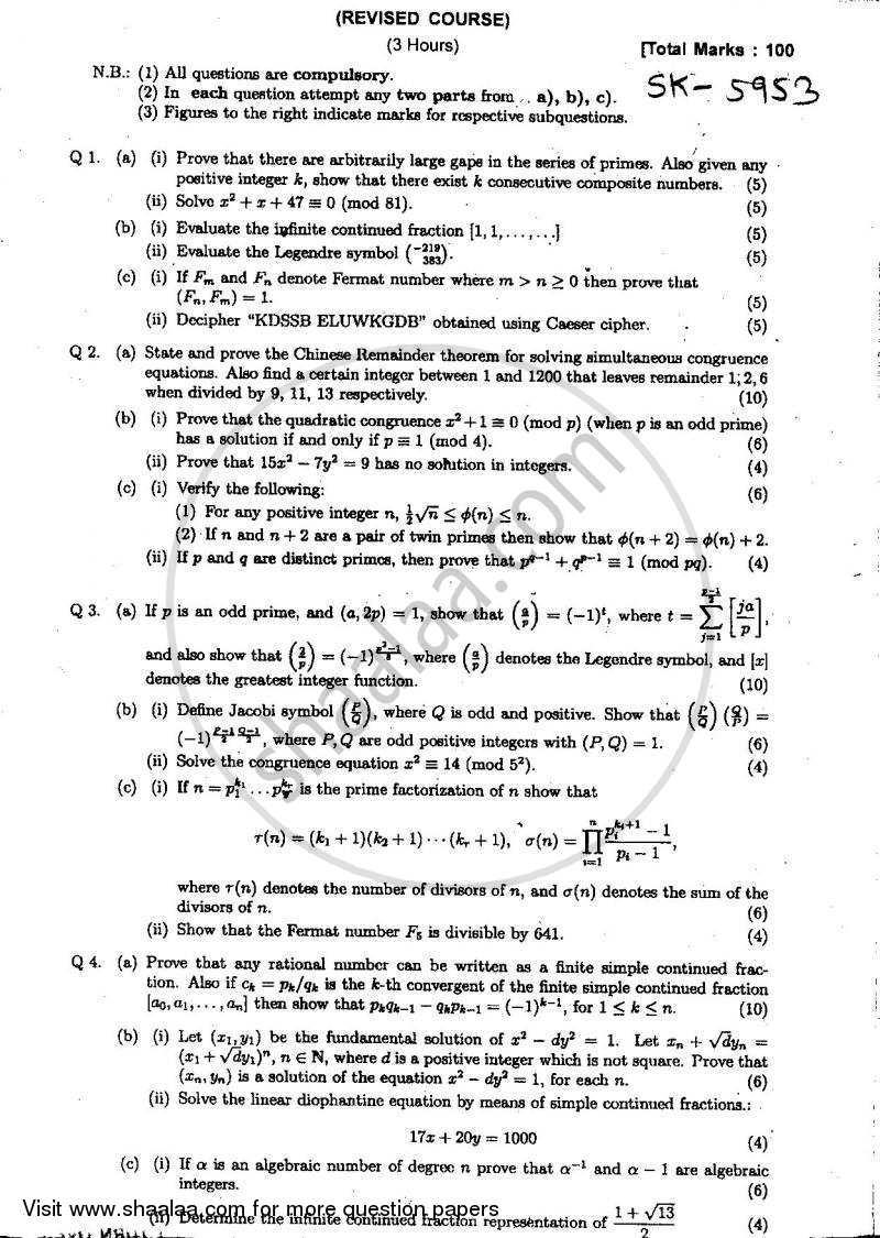 Real Analysis and Multivariable Calculus 2010-2011 - B.Sc. - Semester 5 (TYBSc) - University of Mumbai question paper with PDF download