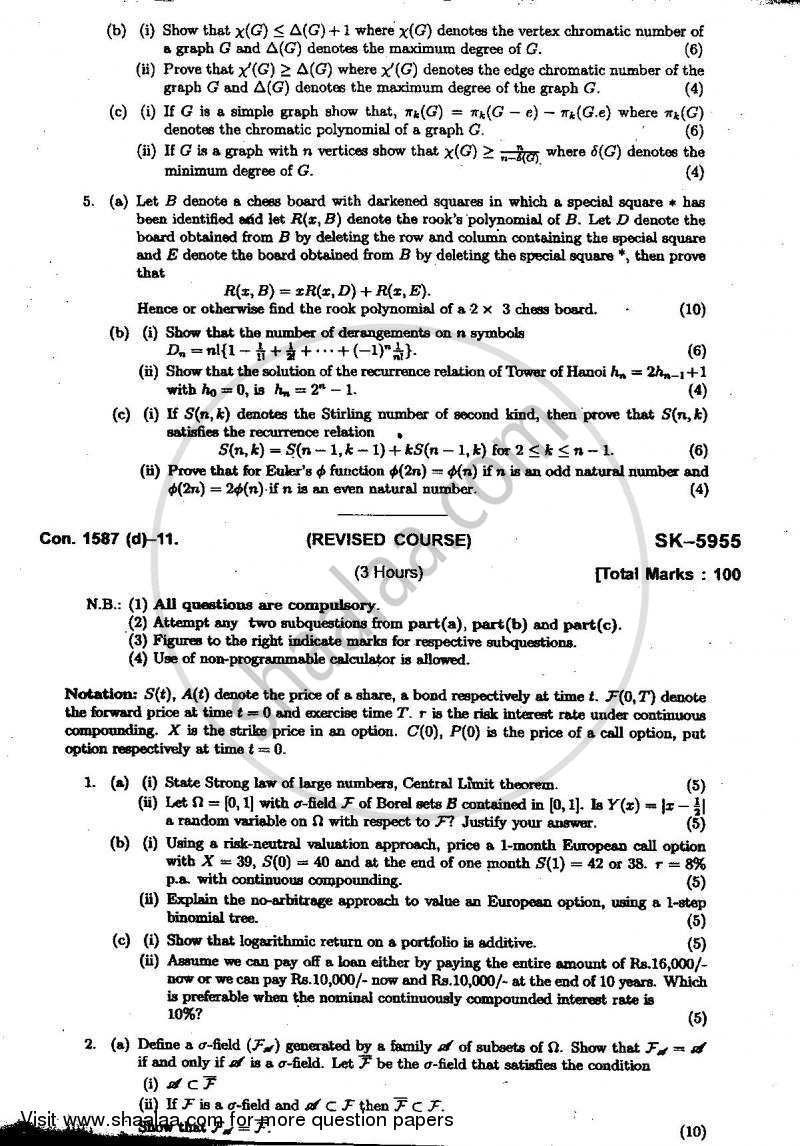 Real Analysis and Multivariable Calculus 2010-2011 - B.Sc. - Semester 5 (TYBSc) - University of Mumbai question paper with PDF download