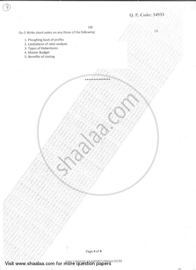 Financial Management for Marketing and Advertising 2017-2018 Semester 6 - University of Mumbai question paper with PDF download