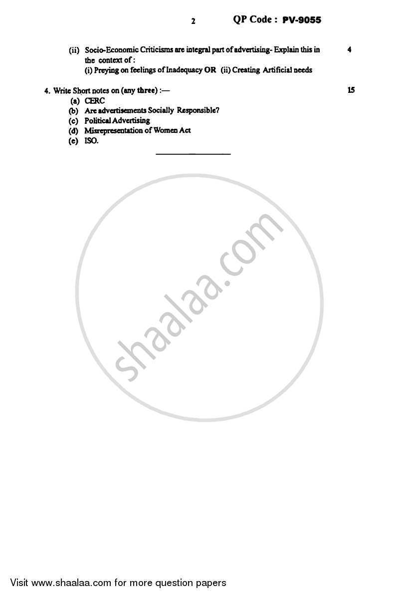 Legal Environment and Advertising Ethics 2013-2014 Semester 6 - University of Mumbai question paper with PDF download