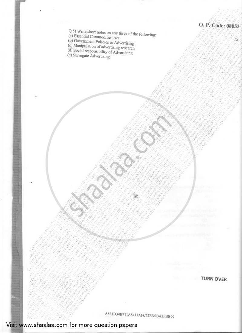 Legal Environment and Advertising Ethics 2016-2017 Semester 6 - University of Mumbai question paper with PDF download
