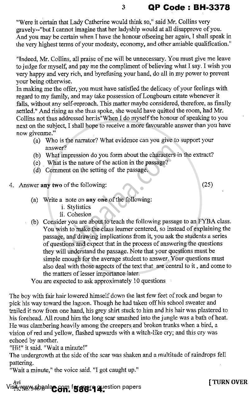 Linguistic and Stylistic Analysis of Texts 2013-2014 - M.A. - Part 1 - University of Mumbai question paper with PDF download