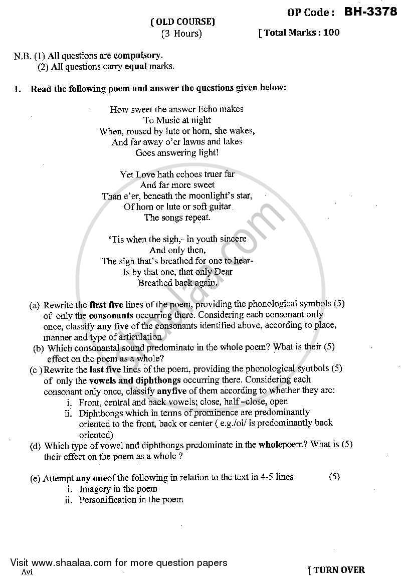 Linguistic and Stylistic Analysis of Texts 2013-2014 - M.A. - Part 1 - University of Mumbai question paper with PDF download