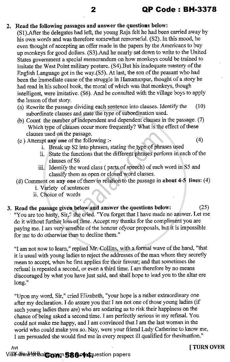 Linguistic and Stylistic Analysis of Texts 2013-2014 - M.A. - Part 1 - University of Mumbai question paper with PDF download