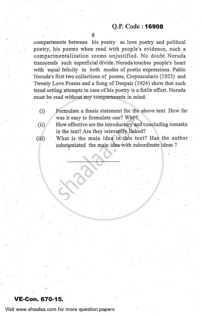 Linguistic and Stylistic Analysis of Texts 2014-2015 - M.A. - Part 1 - University of Mumbai question paper with PDF download