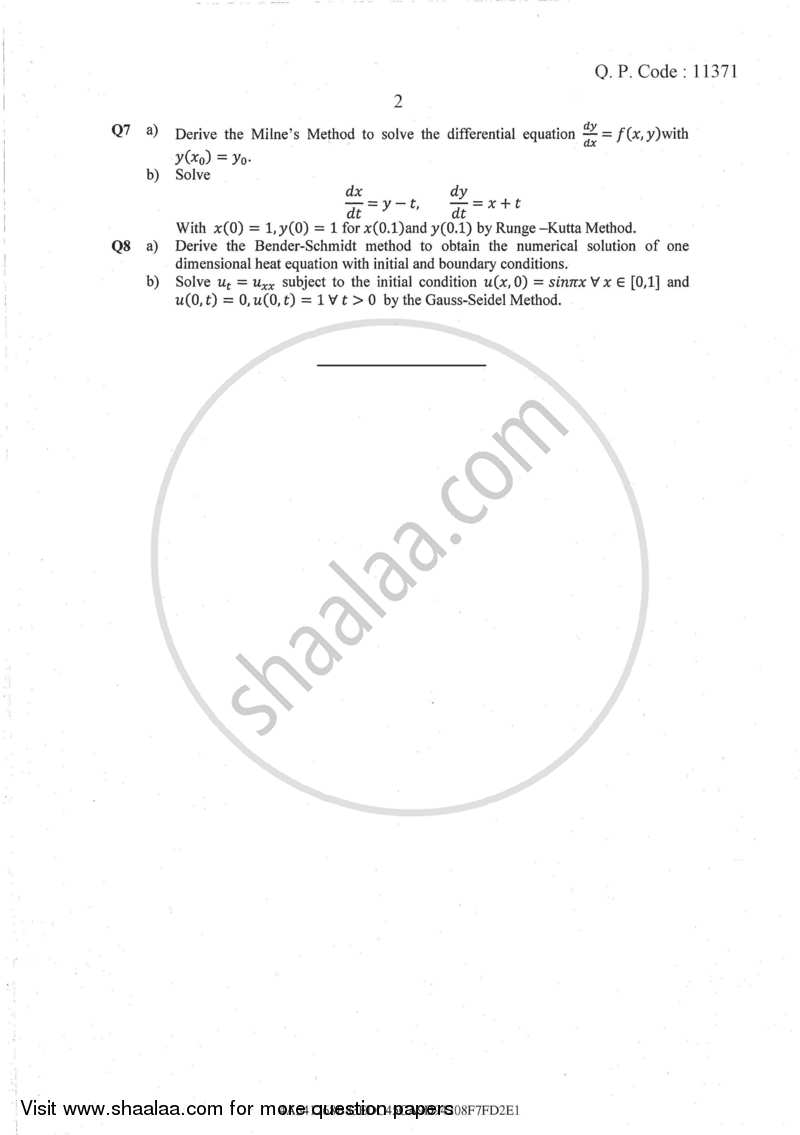 Numerical Analysis 2016-2017 - M.A. - Part 2 - University of Mumbai question paper with PDF download