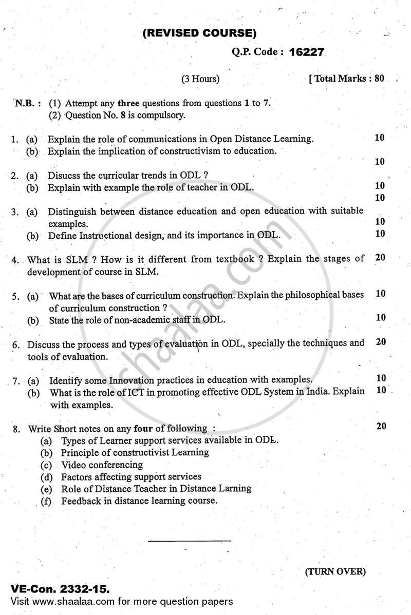 Open and Distance Learning 2014-2015 - M.A. - Part 2 - University of Mumbai question paper with PDF download