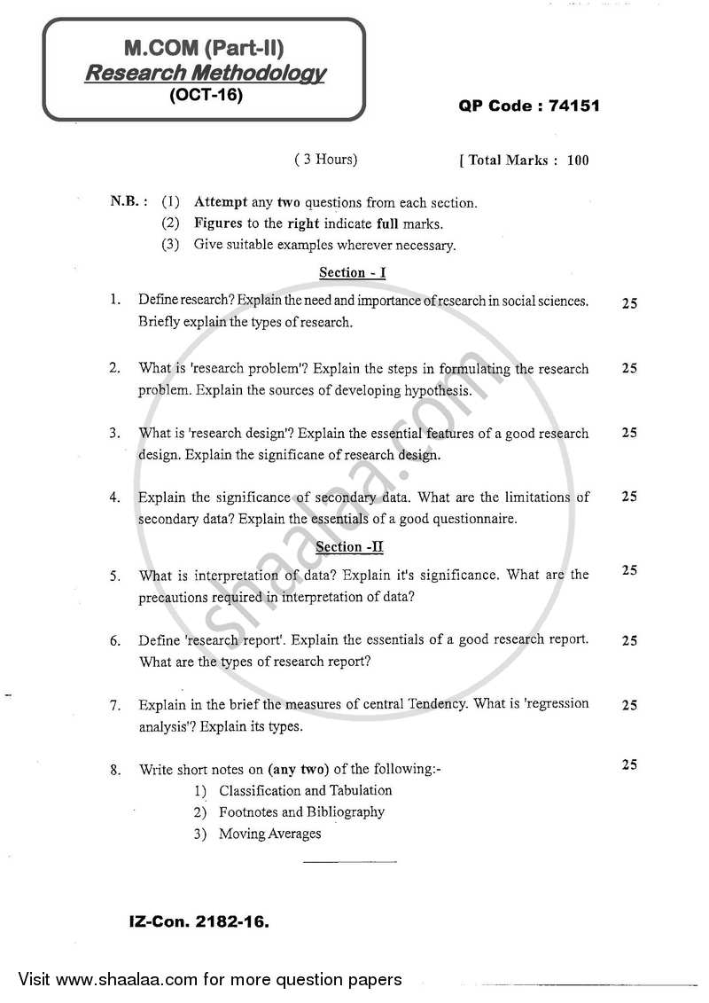 exam paper research methodology