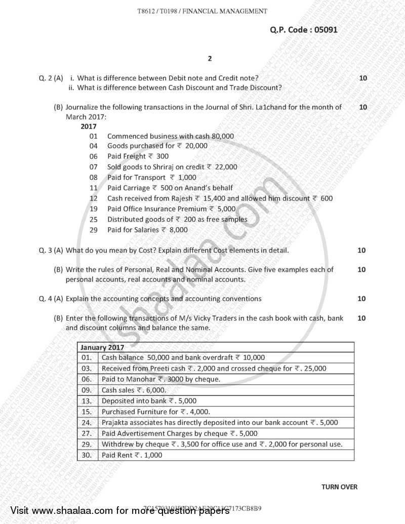 Accounting and Financial Management 2016-2017 - M.C.A. - Semester 2 - University of Mumbai question paper with PDF download