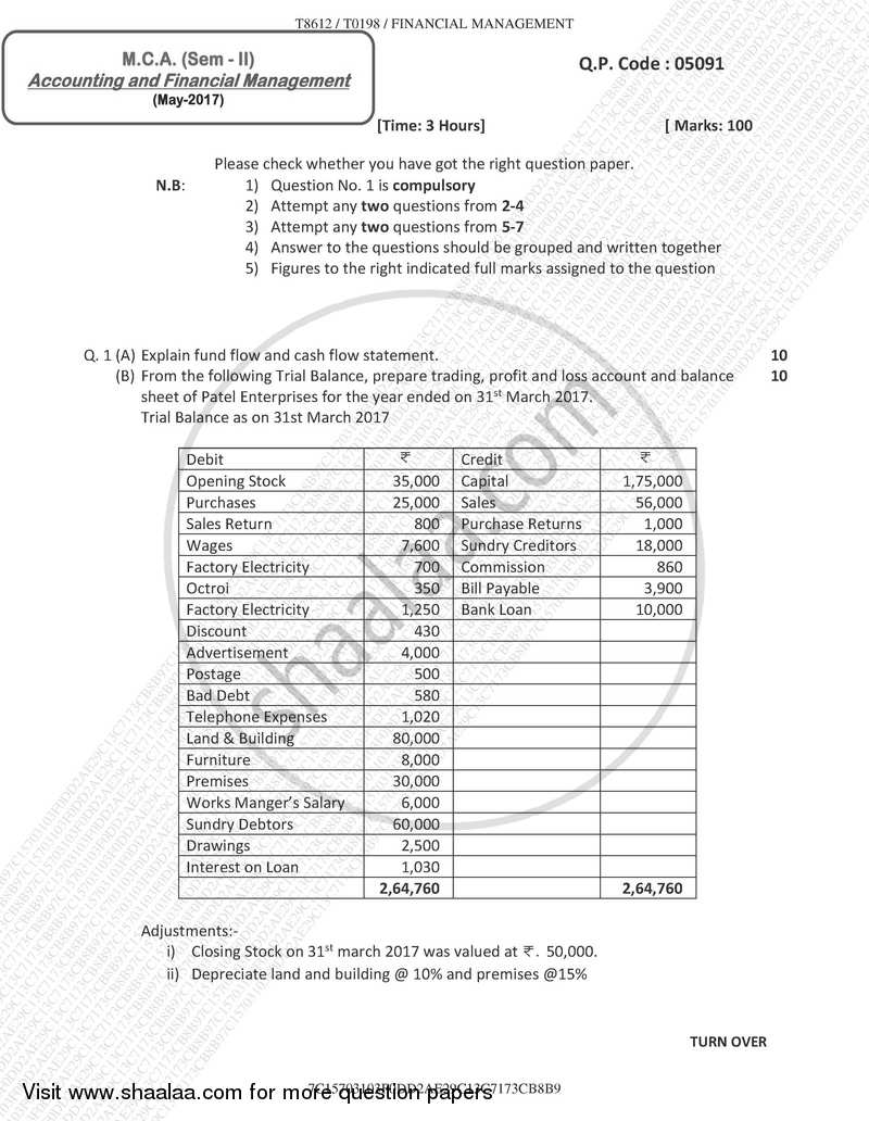 Accounting and Financial Management 2016-2017 - M.C.A. - Semester 2 - University of Mumbai question paper with PDF download