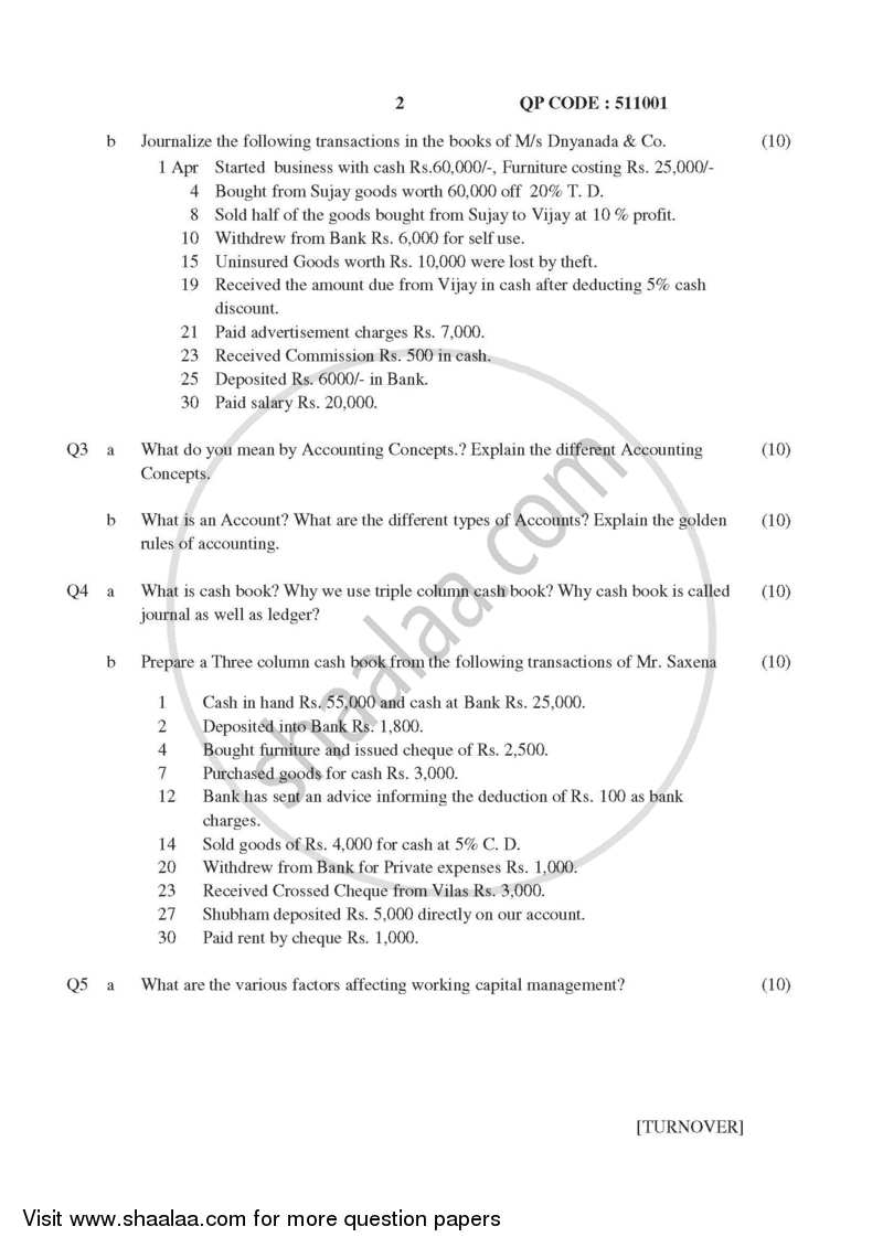 Accounting and Financial Management 2016-2017 - M.C.A. - Semester 2 - University of Mumbai question paper with PDF download