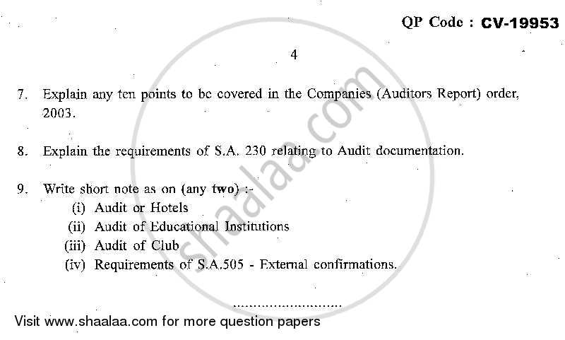 Advanced Auditing 2013-2014 - M.Com. - Part 2 - University of Mumbai question paper with PDF download