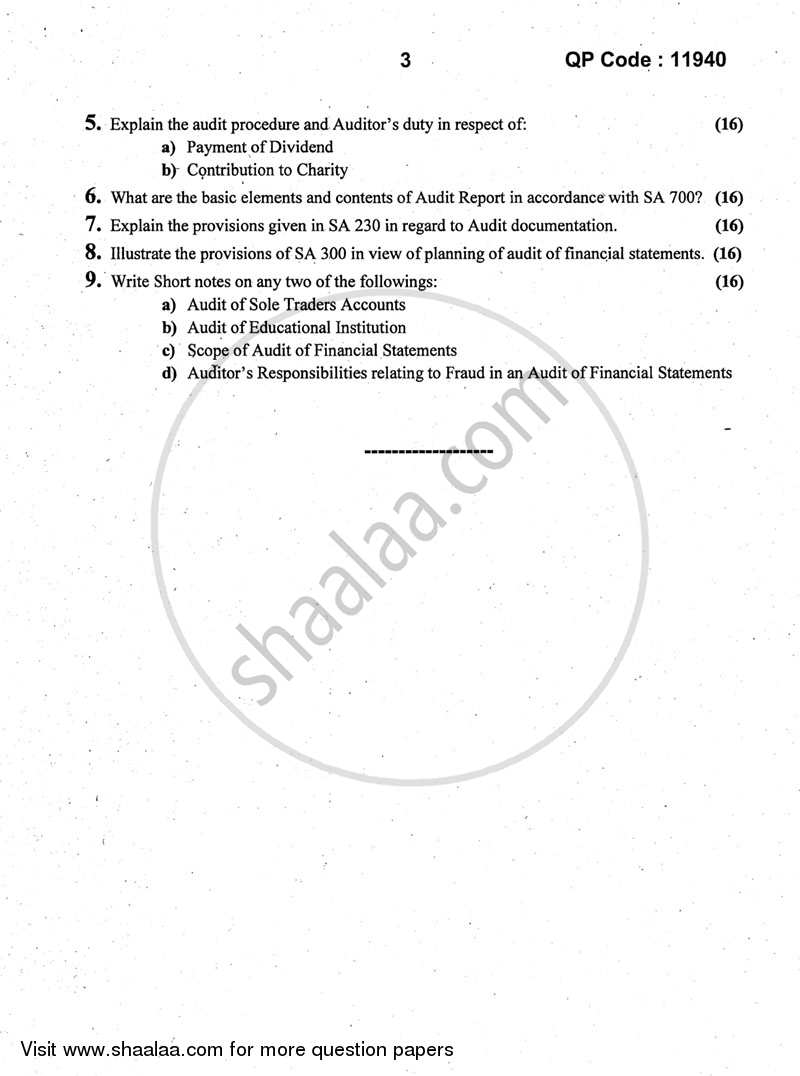 Advanced Auditing 2014-2015 - M.Com. - Part 2 - University of Mumbai question paper with PDF download
