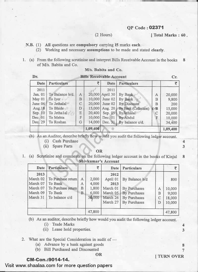 Advanced Auditing Paper‐2 2014-2015 - M.Com. - Semester 4 - University of Mumbai question paper with PDF download