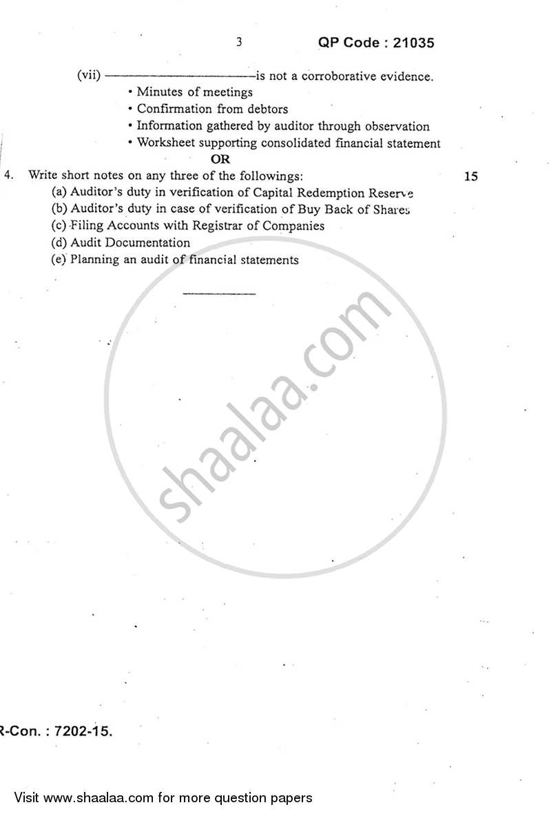 Advanced Auditing Paper‐2 2014-2015 - M.Com. - Semester 4 - University of Mumbai question paper with PDF download