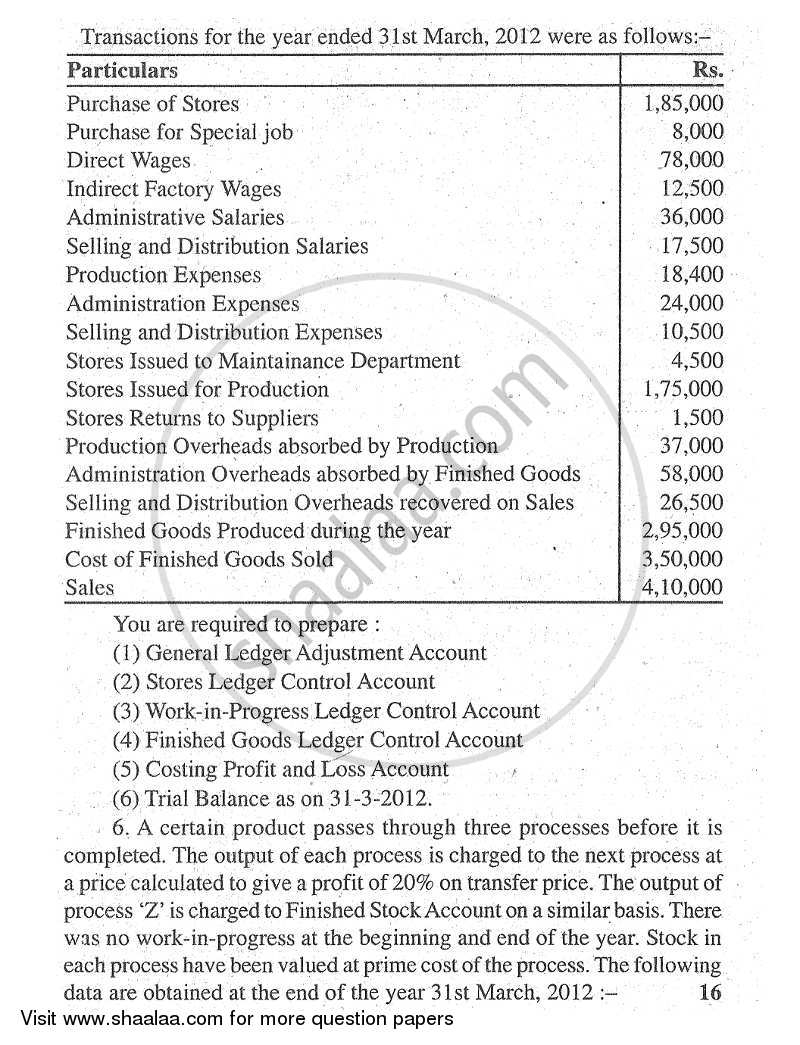 Advanced Cost Accounting 2011-2012 - M.Com. - Part 1 - University of Mumbai question paper with PDF download