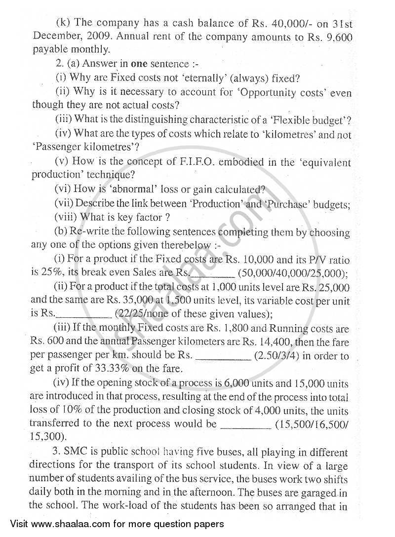 Advanced Cost Accounting 2011-2012 - M.Com. - Part 1 - University of Mumbai question paper with PDF download