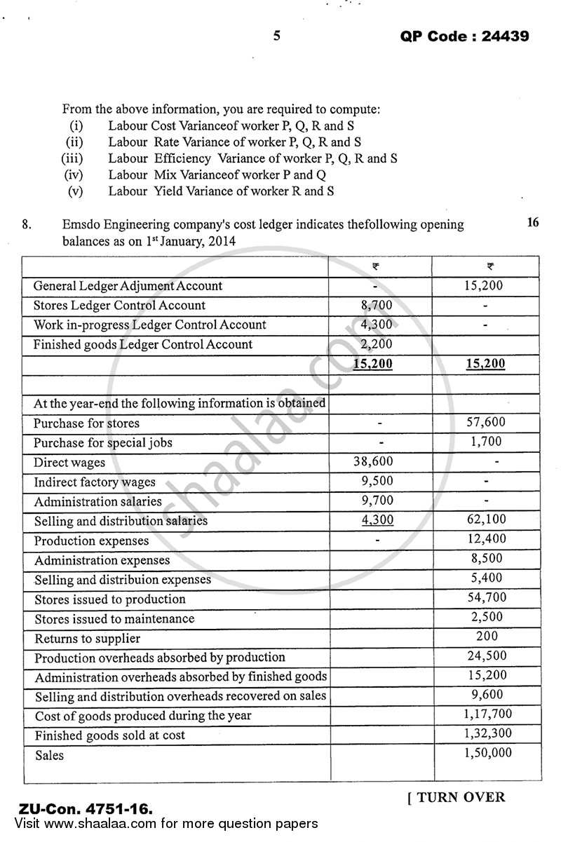 Advanced Cost Accounting 2015-2016 - M.Com. - Part 1 - University of Mumbai question paper with PDF download