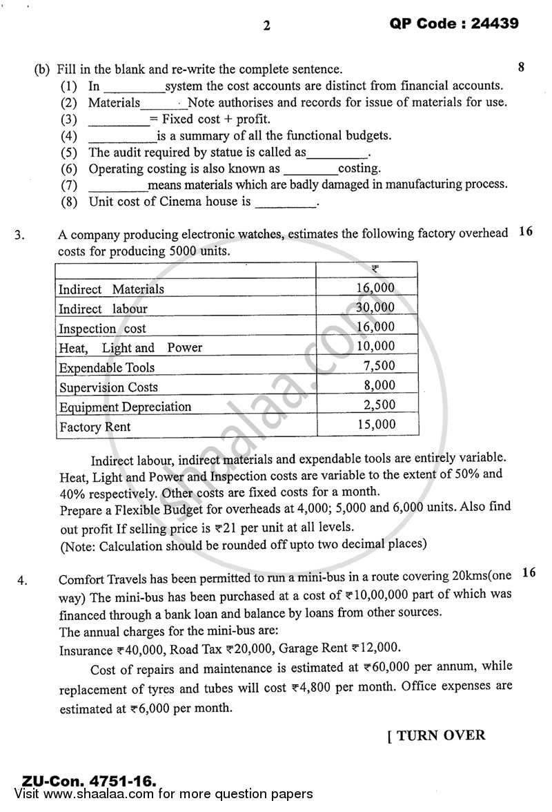 Advanced Cost Accounting 2015-2016 - M.Com. - Part 1 - University of Mumbai question paper with PDF download