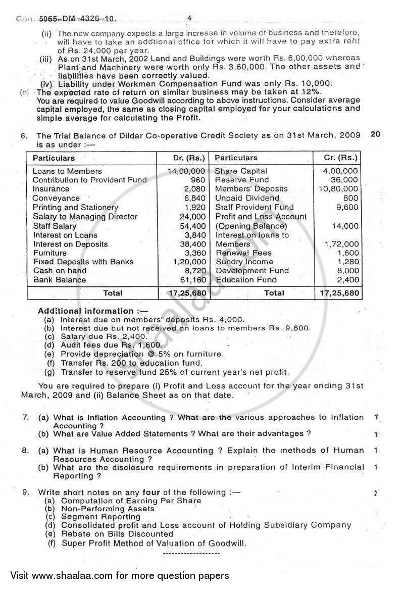 Advanced Financial Accounting 2010-2011 - M.Com. - Part 1 - University of Mumbai question paper with PDF download