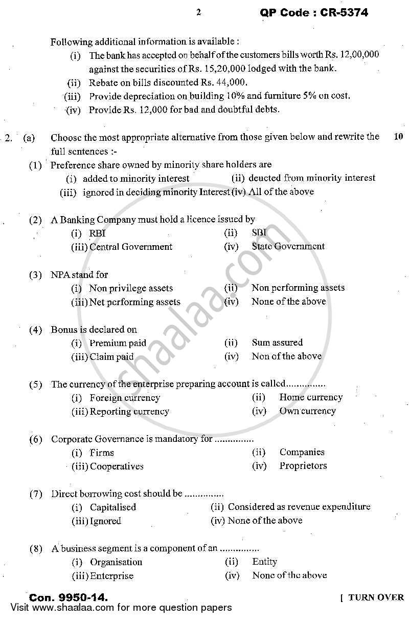 Advanced Financial Accounting 2013-2014 - M.Com. - Part 1 - University of Mumbai question paper with PDF download
