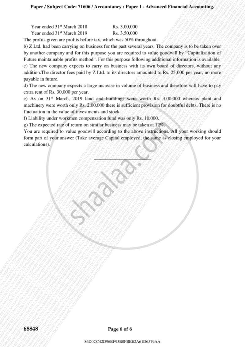 Advanced Financial Accounting 2018-2019 - M.Com. - Part 1 - University of Mumbai question paper with PDF download