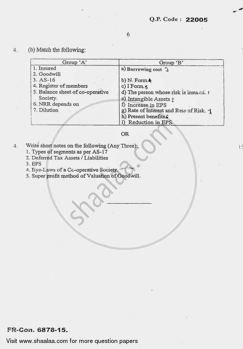 Advanced Financial Accounting 2014-2015 - M.Com. - Semester 2 - University of Mumbai question paper with PDF download